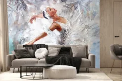 Fototapeta: Malowana farbą baletnica w białej sukni