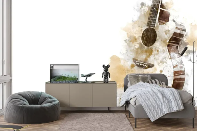 Fototapeta: Malowana gitara akwarela