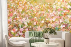 Fototapeta: Malowana łąka z kolorowymi kwiatami