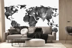 Fototapeta: Malowana na czarno mapa świata