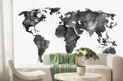 Fototapeta: Malowana na czarno mapa świata