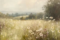 Fototapeta: Malowana polana z kwiatami