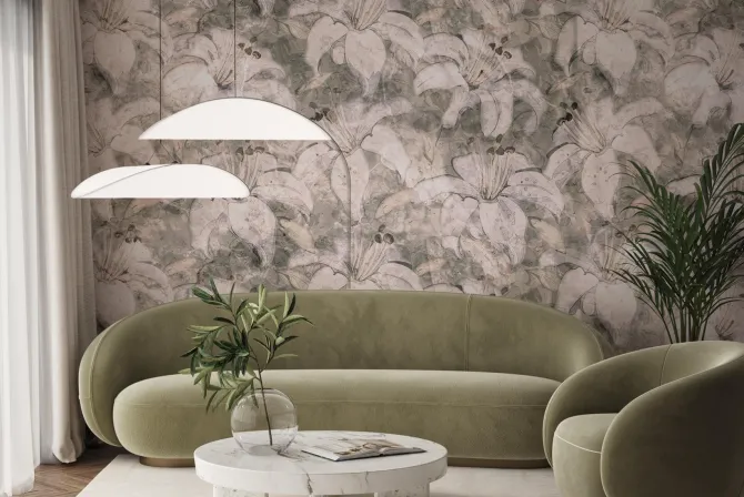 Fototapeta: Malowana subtelna imitacja kwiatów lilii