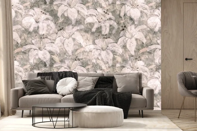 Fototapeta: Malowana subtelna imitacja kwiatów lilii