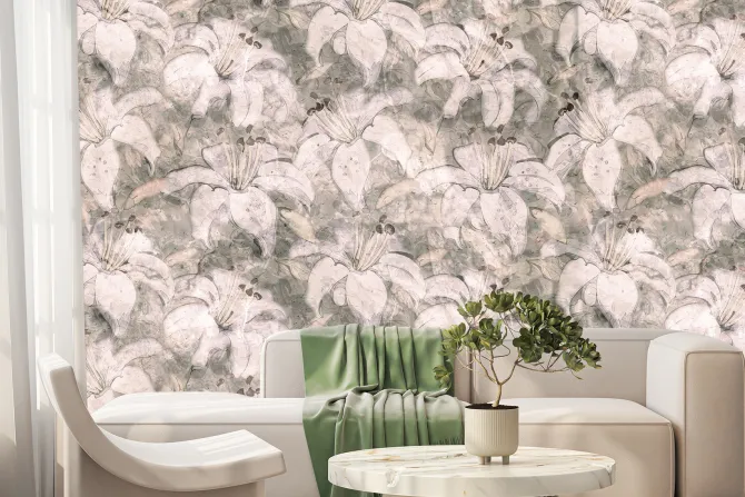 Fototapeta: Malowana subtelna imitacja kwiatów lilii