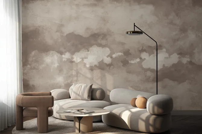 Fototapeta: Malowane beżowe chmury