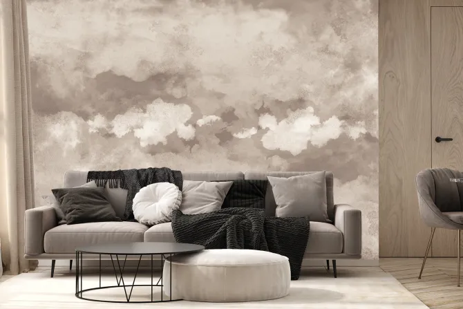 Fototapeta: Malowane beżowe chmury