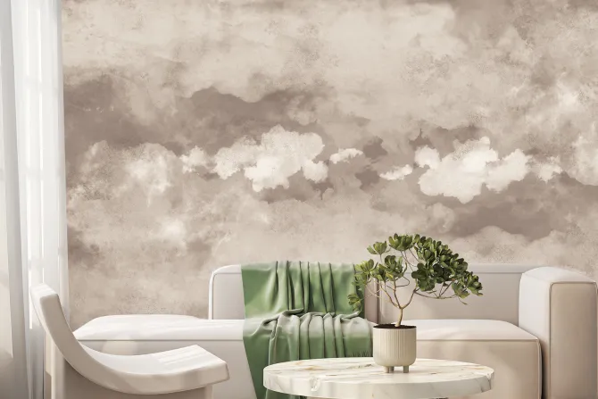 Fototapeta: Malowane beżowe chmury