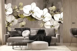 Fototapeta: Malowane białe kwiaty storczyka