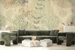 Fototapeta: Malowane dzikie kwiaty na ścianie