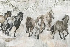 Fototapeta: Malowane konie na ceglanej ścianie