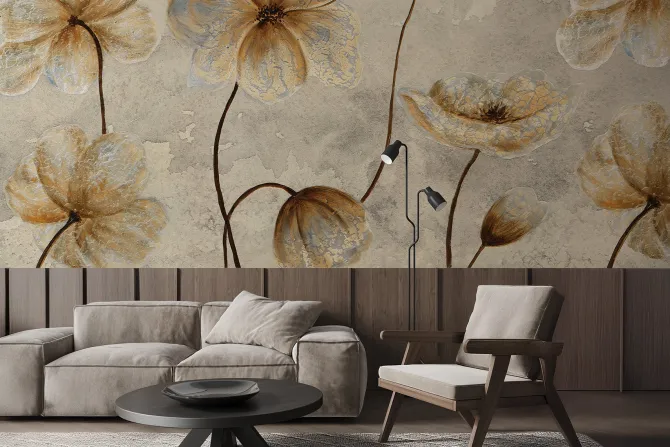 Fototapeta: Malowane kwiaty w stylu glamour