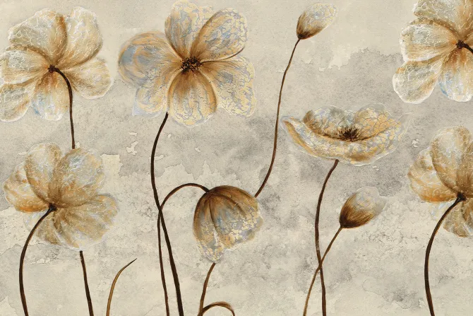 Fototapeta: Malowane kwiaty w stylu glamour