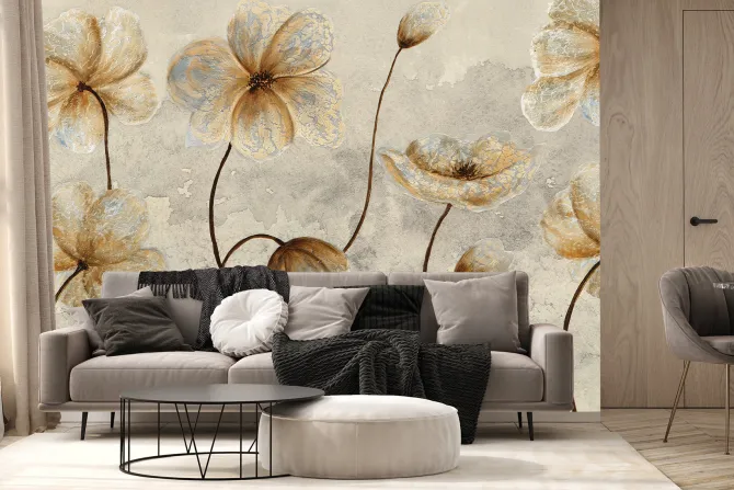 Fototapeta: Malowane kwiaty w stylu glamour