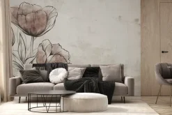 Fototapeta: Malowane kwiaty tulipanów na murze