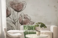 Fototapeta: Malowane kwiaty tulipanów na murze
