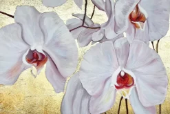 Fototapeta: Malowane orchidee na złotym tle