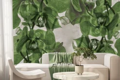 Fototapeta: Malowane przestrzenne orchidee na ścianie