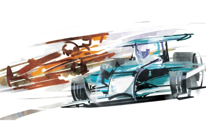 Fototapeta: Malowane sportowe samochody formuła 1
