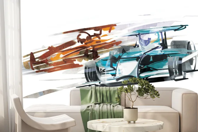 Fototapeta: Malowane sportowe samochody formuła 1