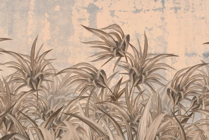 Fototapeta: Malowane tropikalne liście w stylu vintage