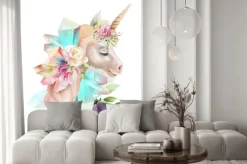 Fototapeta: Malowany jednorożec z błyszczącymi kryształami