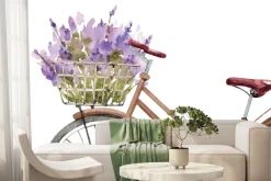 Fototapeta: Malowany rower z wrzosami w koszyku