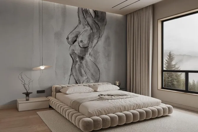 Fototapeta: Malowany rysunek z kobiecymi kształtami