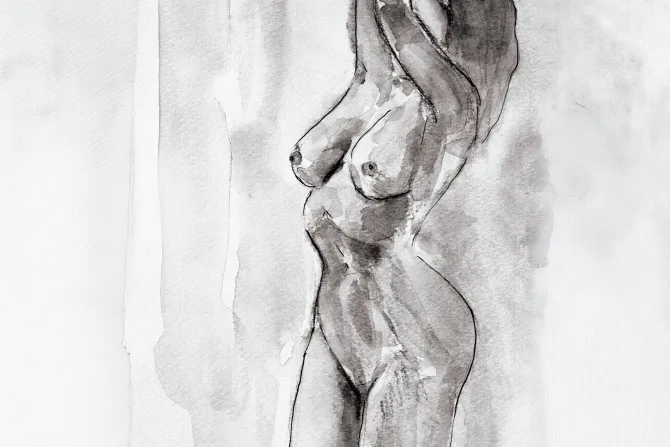 Fototapeta: Malowany rysunek z kobiecymi kształtami