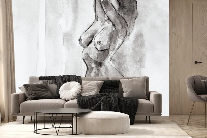 Fototapeta: Malowany rysunek z kobiecymi kształtami