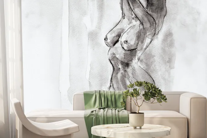 Fototapeta: Malowany rysunek z kobiecymi kształtami