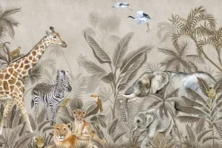 Fototapeta: Malownicza dżungla z uroczymi zwierzątkami i roślinami