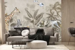 Fototapeta: Malownicza dżungla z uroczymi zwierzątkami i roślinami