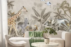 Fototapeta: Malownicza dżungla z uroczymi zwierzątkami i roślinami