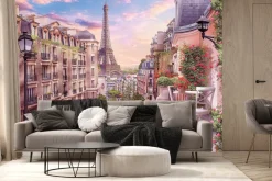 Fototapeta: Malownicza panorama paryża z wieżą eiffla