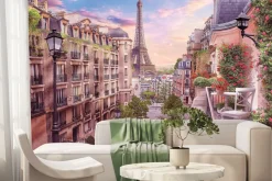 Fototapeta: Malownicza panorama paryża z wieżą eiffla