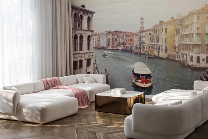 Fototapeta: Malownicza panorama canal grande w sercu wenecji