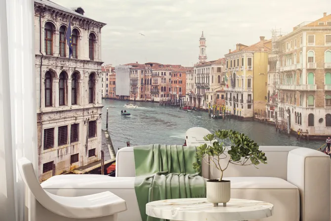 Fototapeta: Malownicza panorama canal grande w sercu wenecji