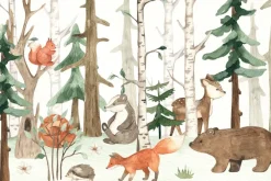 Fototapeta: Malowniczy krajobraz lasu z niedźwiedziem