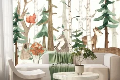 Fototapeta: Malowniczy krajobraz lasu z niedźwiedziem