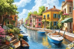 Fototapeta: Malowniczy krajobraz wenecji wśród kamienic