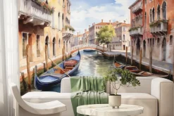 Fototapeta: Malowniczy obraz wenecji z gondolami