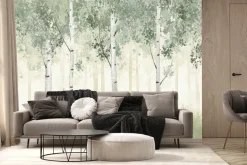 Fototapeta: Malowniczy pejzaż z brzozowym gajem