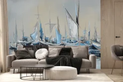 Fototapeta: Malowniczy wzór z żaglówkami na wodzie