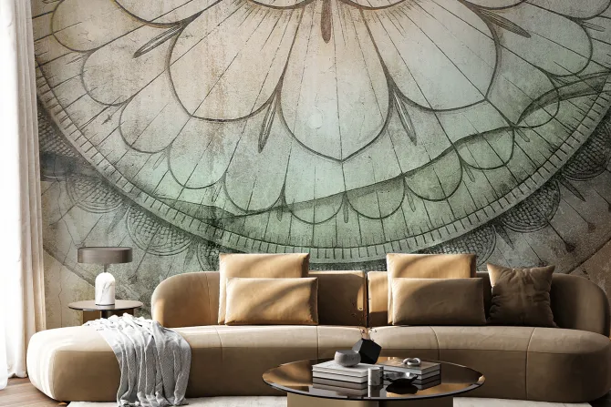 Fototapeta: Mandala na betonowym tle w stylu retro