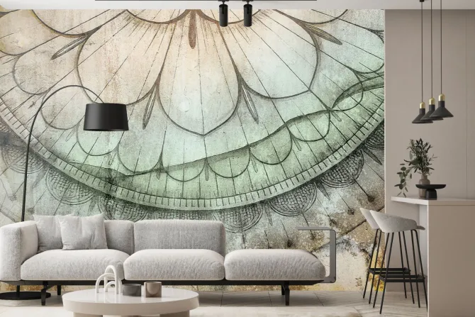 Fototapeta: Mandala na betonowym tle w stylu retro