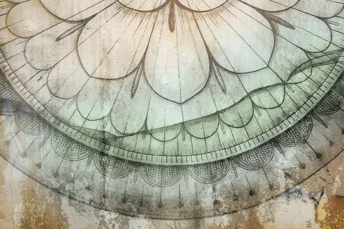 Fototapeta: Mandala na betonowym tle w stylu retro