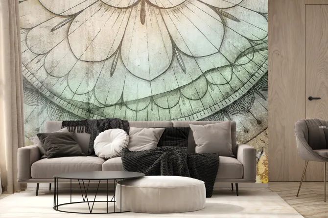 Fototapeta: Mandala na betonowym tle w stylu retro