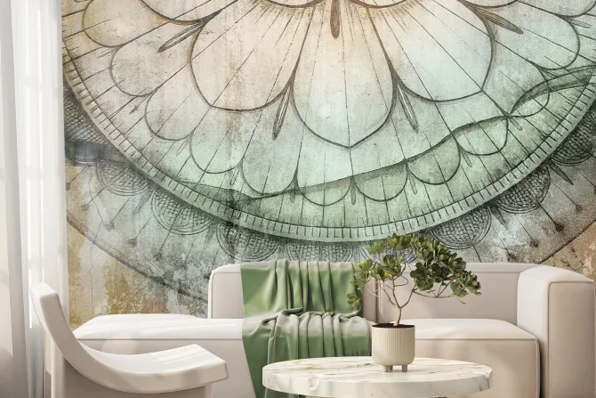 Fototapeta: Mandala na betonowym tle w stylu retro