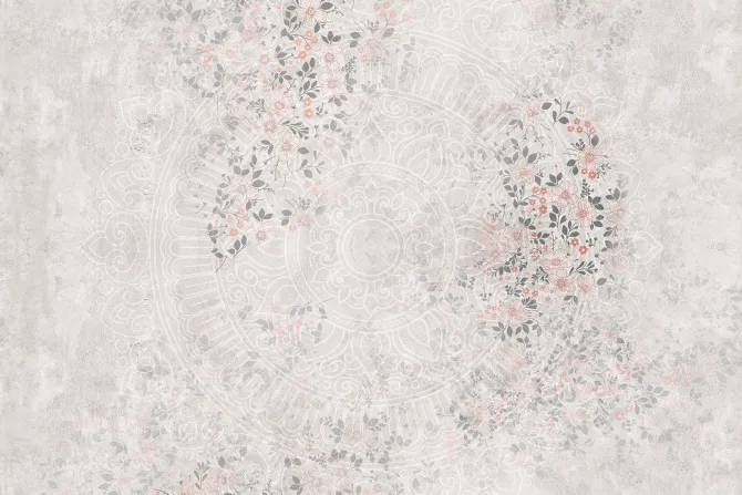 Fototapeta: Mandala na jasnym tle wśród kwiatów